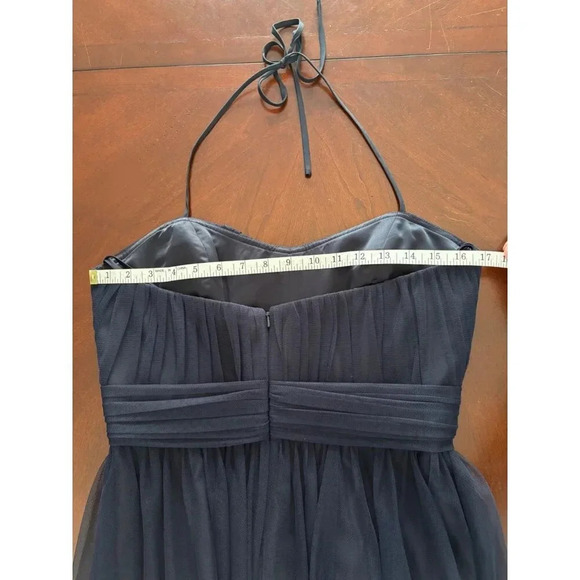 Amsale NWT Short Bridesmaid Prom Party Dress Navy Blue Halter Tulle Size 10 - Picture 8 of 12